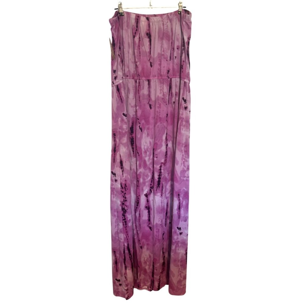 Faded Glory NWT Tie Dye Strapless Maxi Dress Casual Long Pink Purple Sz XL
